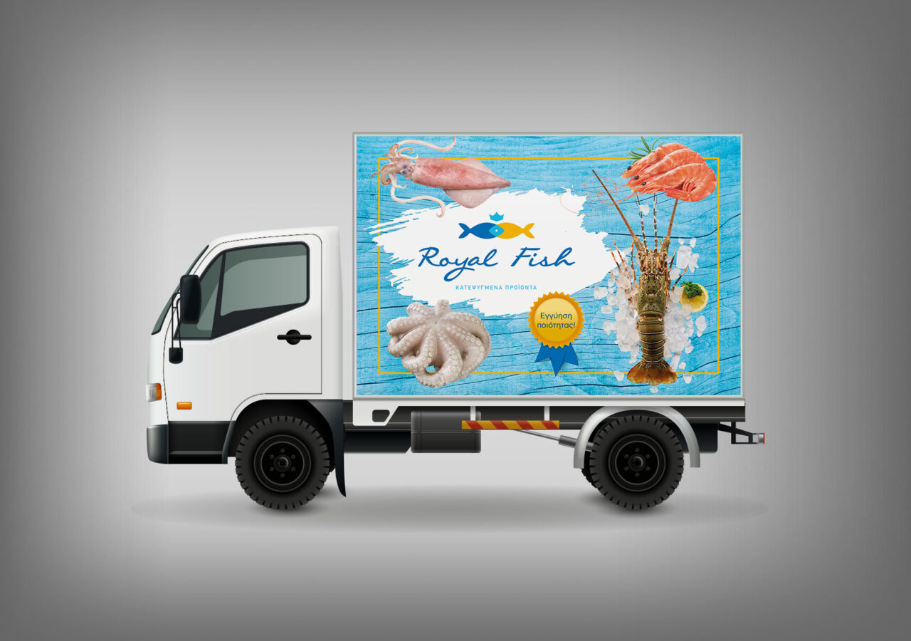 Royal Fish Lorry Truck, Σχεδιασμός ντύσιμο φορτηγού, Ντύσιμο αυτοκινήτου, Outdoor σχεδιασμός, Ντύσιμο Επαγγελματικών Οχημάτων