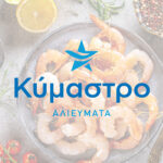 Logo Kymastro με μπλε άστρο και κύμα, σχεδιασμένο από την OCTO για εταιρεία κατεψυγμένων αλιευμάτων.