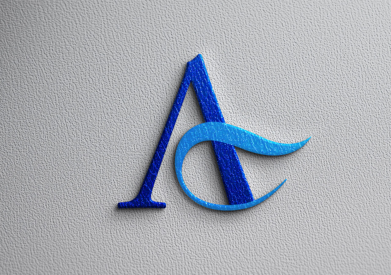 Aliefs Logo: γράμμα A με κυματιστό σχήμα γαρίδας σε μπλε τόνους, σχεδιασμένο από την OCTO.