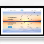 Ιστοσελίδα Psychologist Website με ήρεμο ηλιοβασίλεμα, πουλιά στον ουρανό και μήνυμα: «Καλώς ήρθατε στο χώρο».
