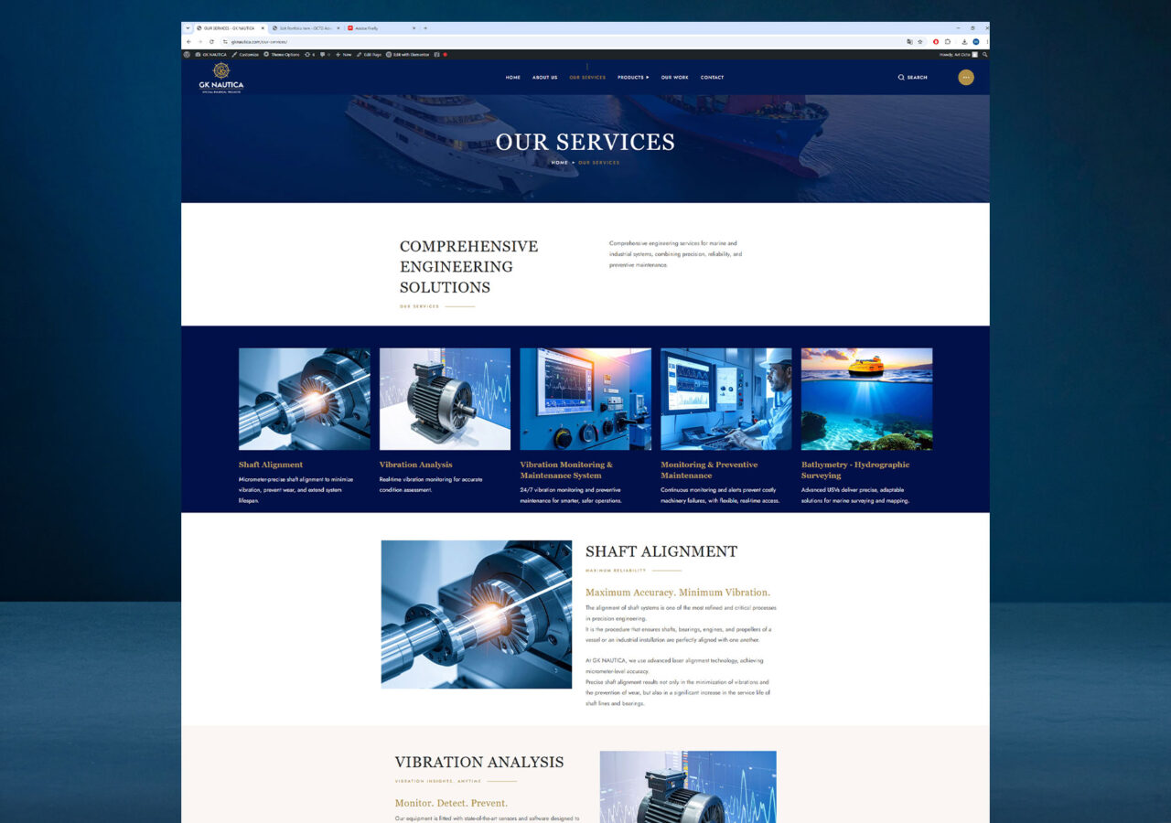 GK Nautica corporate website Our Services page designed and developed by OCTO adv